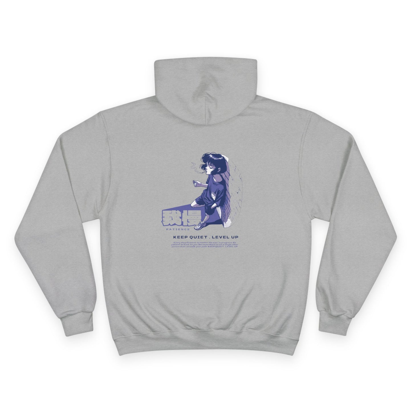 AniGame X Champion “PATIENCE” Hoodie | Level Up Style, Cozy Streetwear, Perfect Gift for Friends, Relaxed Aesthetic, Casual Wear
