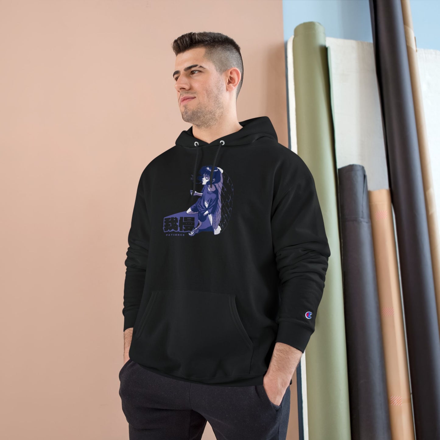 AniGame X Champion “PATIENCE” Hoodie | Level Up Style, Cozy Streetwear, Perfect Gift for Friends, Relaxed Aesthetic, Casual Wear
