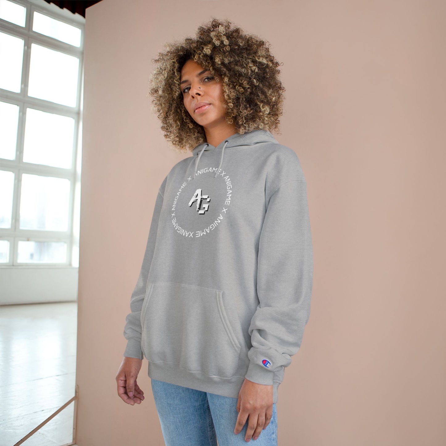 AniGame X Champion Hoodie | Level Up Style, Cozy Streetwear, Perfect Gift for Friends, Relaxed Aesthetic, Casual Wear