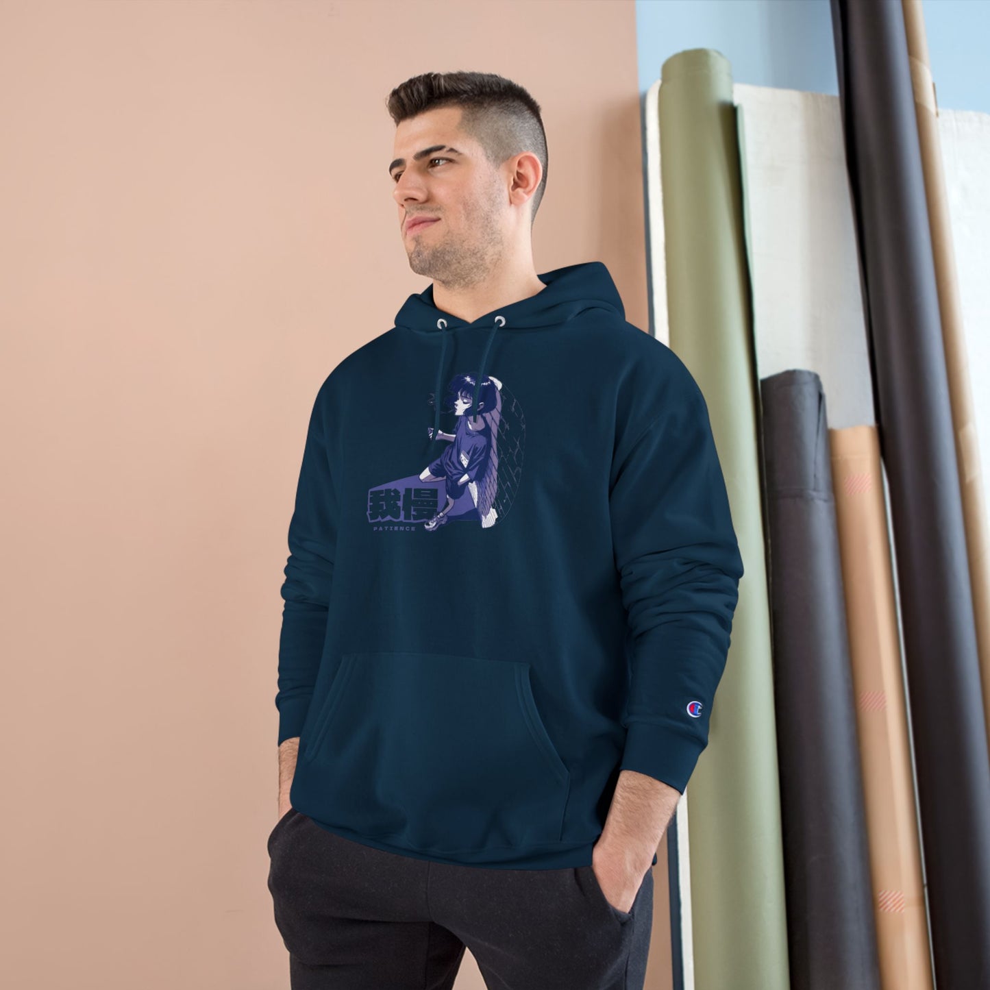 AniGame X Champion “PATIENCE” Hoodie | Level Up Style, Cozy Streetwear, Perfect Gift for Friends, Relaxed Aesthetic, Casual Wear