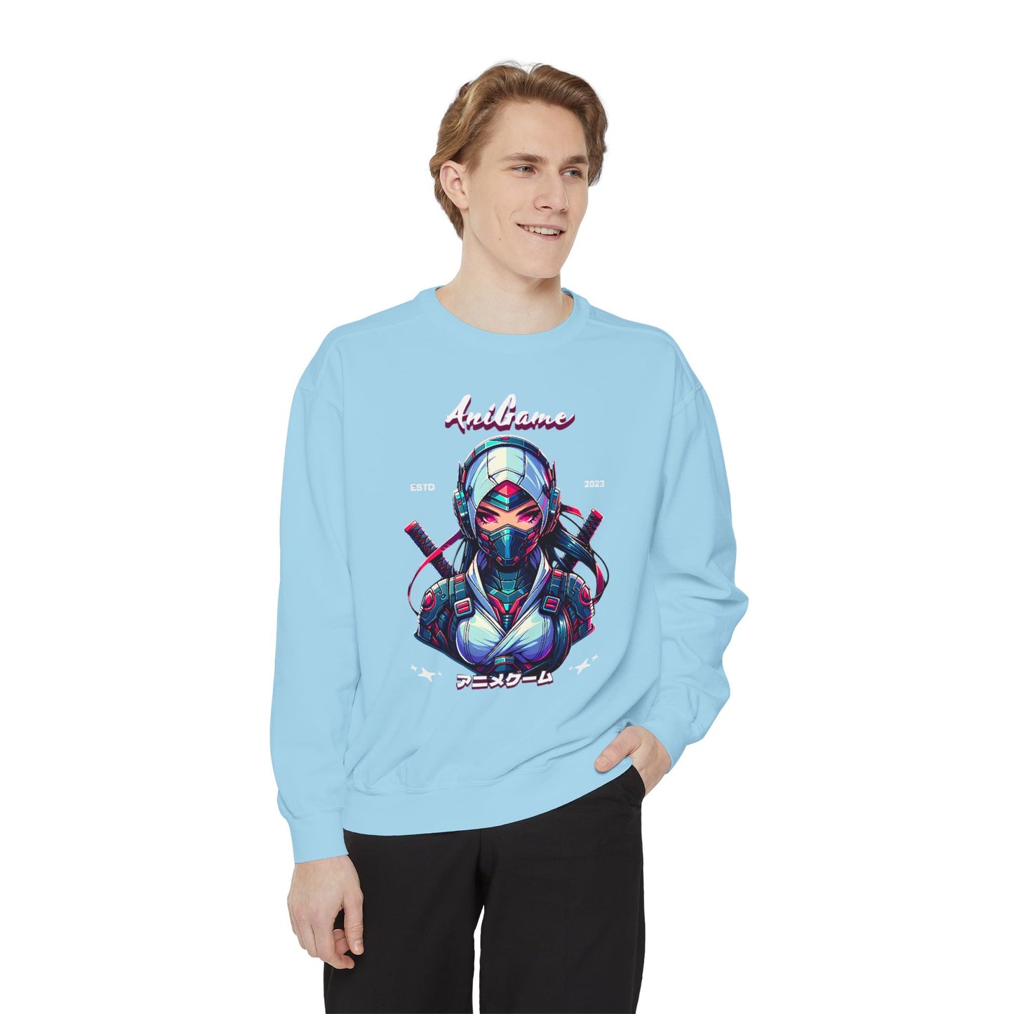 AniGame “Future Kunoichi” Unisex Garment-Dyed Sweatshirt