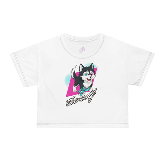 AniGame Original - “Kyro the Wolf” Crop Tee for Gamers | Cute Wolf Design | Perfect for Festivals, Twitch, Gifts, Summer Wear