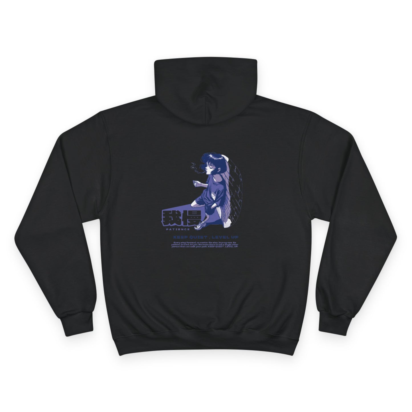 AniGame X Champion “PATIENCE” Hoodie | Level Up Style, Cozy Streetwear, Perfect Gift for Friends, Relaxed Aesthetic, Casual Wear