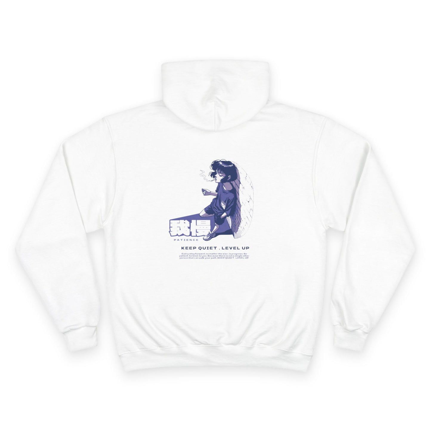 AniGame X Champion “PATIENCE” Hoodie | Level Up Style, Cozy Streetwear, Perfect Gift for Friends, Relaxed Aesthetic, Casual Wear