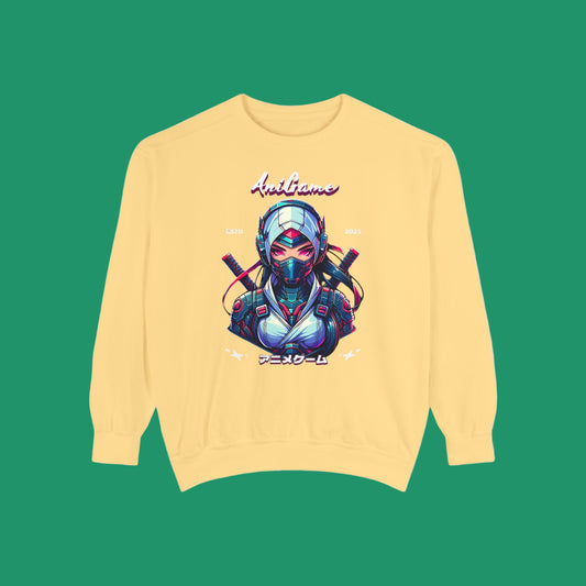 AniGame “Future Kunoichi” Unisex Garment-Dyed Sweatshirt