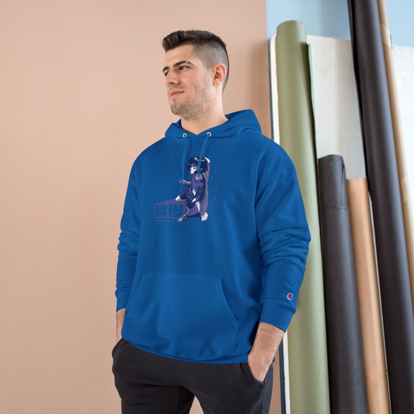 AniGame X Champion “PATIENCE” Hoodie | Level Up Style, Cozy Streetwear, Perfect Gift for Friends, Relaxed Aesthetic, Casual Wear