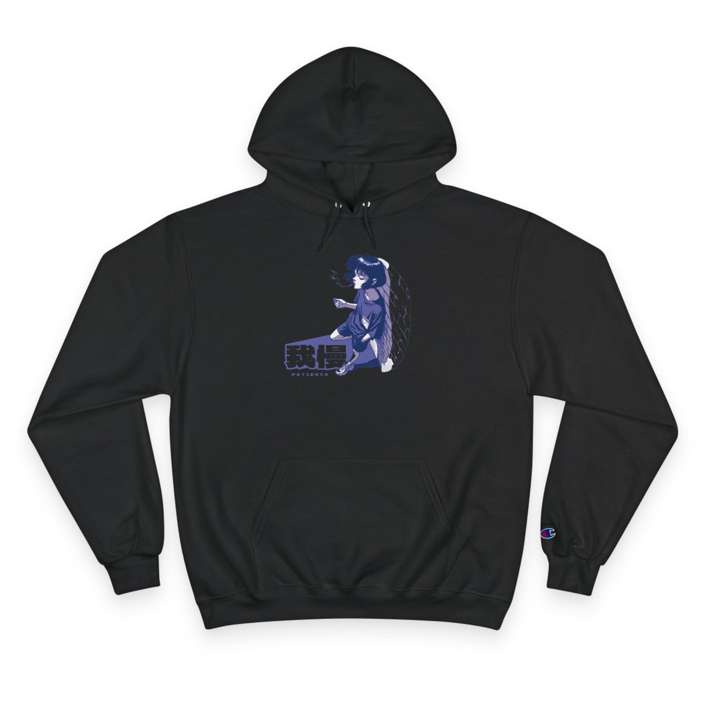 AniGame X Champion “PATIENCE” Hoodie | Level Up Style, Cozy Streetwear, Perfect Gift for Friends, Relaxed Aesthetic, Casual Wear