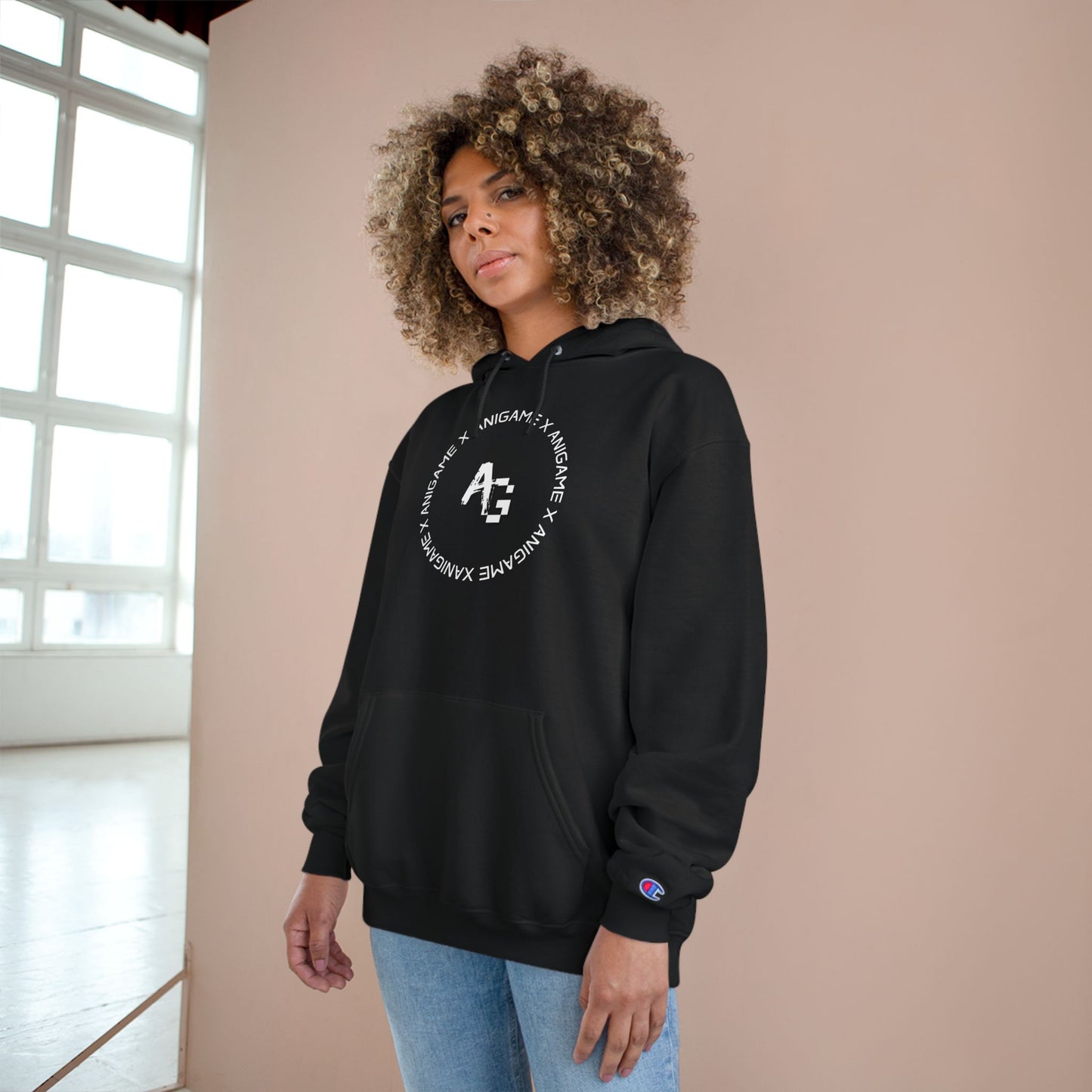 AniGame X Champion Hoodie | Level Up Style, Cozy Streetwear, Perfect Gift for Friends, Relaxed Aesthetic, Casual Wear
