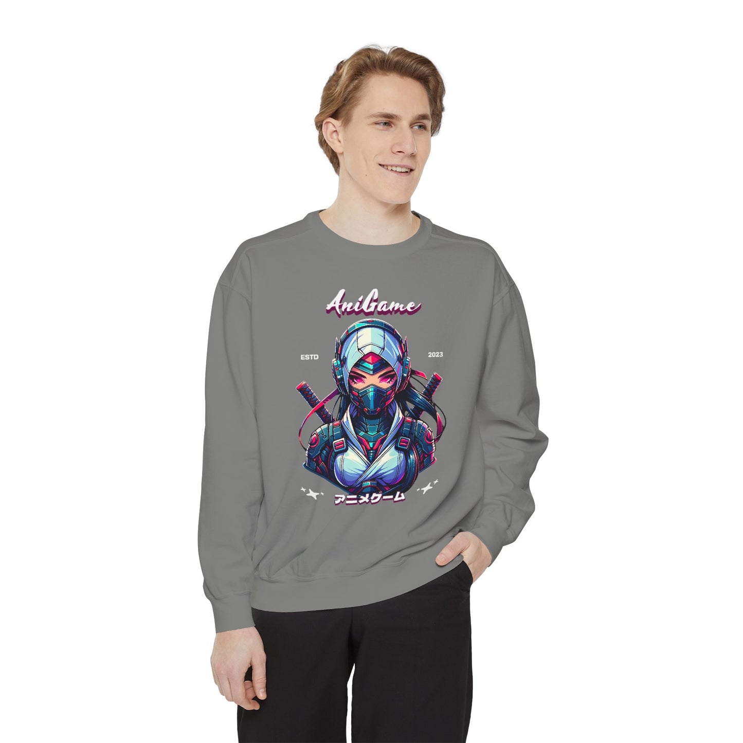 AniGame “Future Kunoichi” Unisex Garment-Dyed Sweatshirt