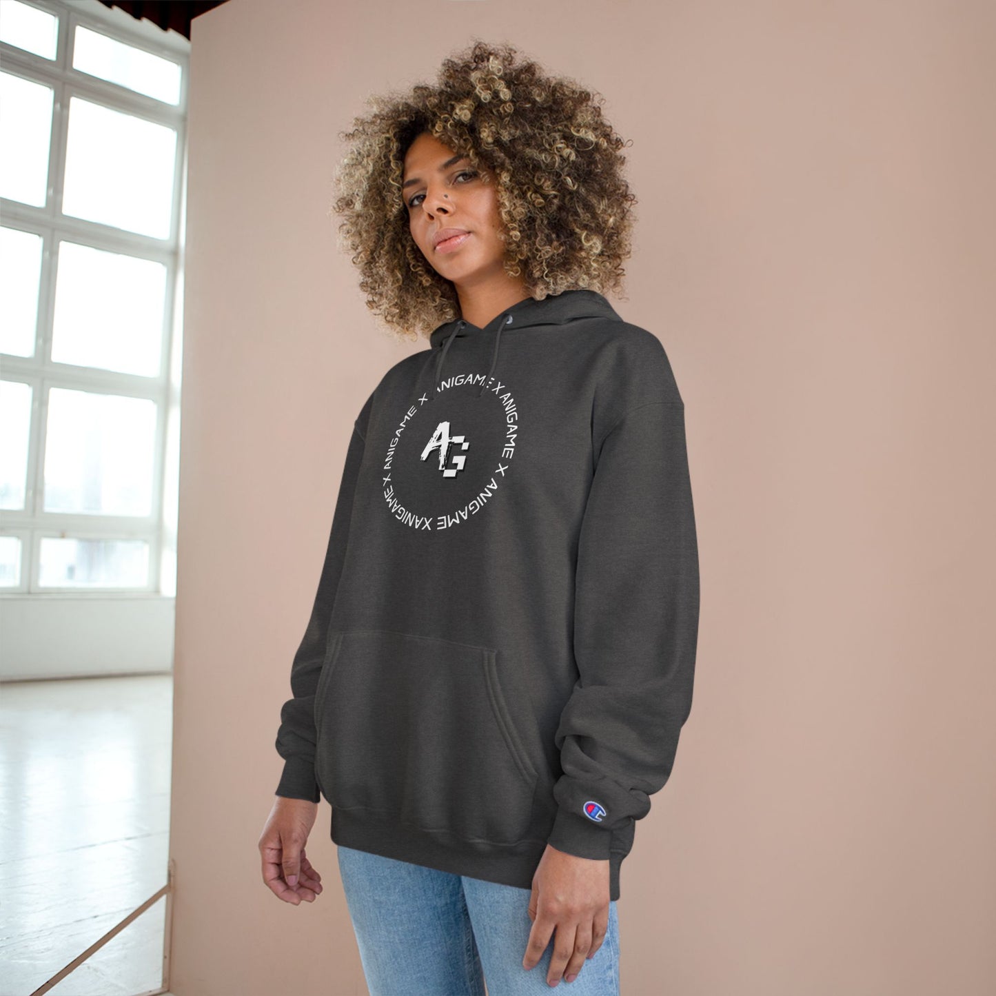AniGame X Champion Hoodie | Level Up Style, Cozy Streetwear, Perfect Gift for Friends, Relaxed Aesthetic, Casual Wear