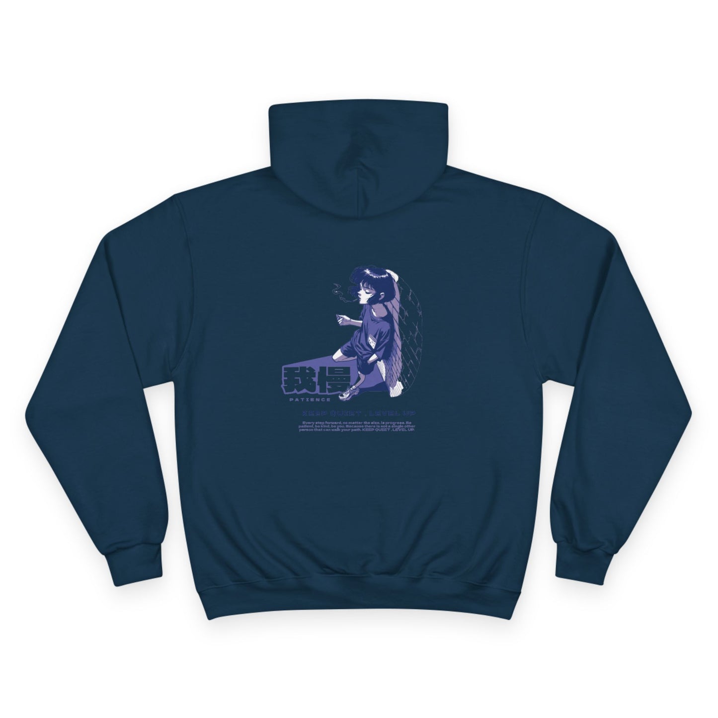 AniGame X Champion “PATIENCE” Hoodie | Level Up Style, Cozy Streetwear, Perfect Gift for Friends, Relaxed Aesthetic, Casual Wear