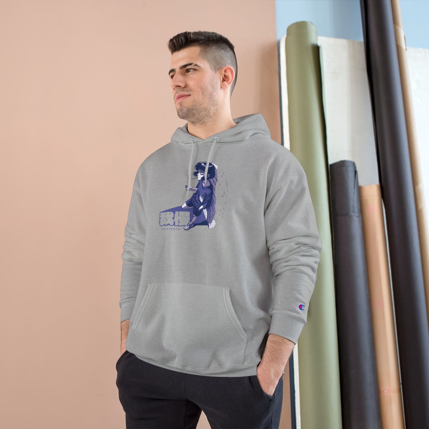 AniGame X Champion “PATIENCE” Hoodie | Level Up Style, Cozy Streetwear, Perfect Gift for Friends, Relaxed Aesthetic, Casual Wear