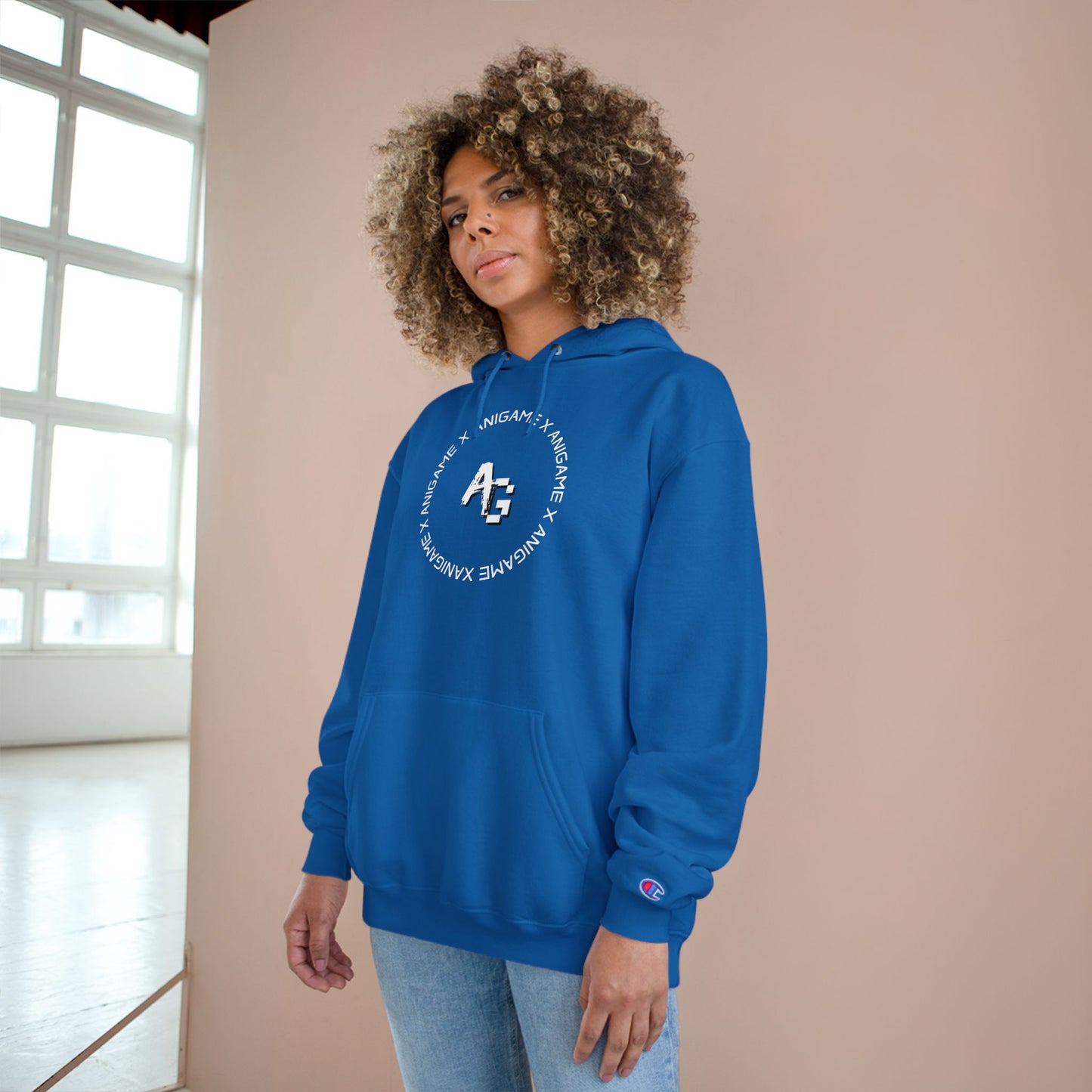 AniGame X Champion Hoodie | Level Up Style, Cozy Streetwear, Perfect Gift for Friends, Relaxed Aesthetic, Casual Wear