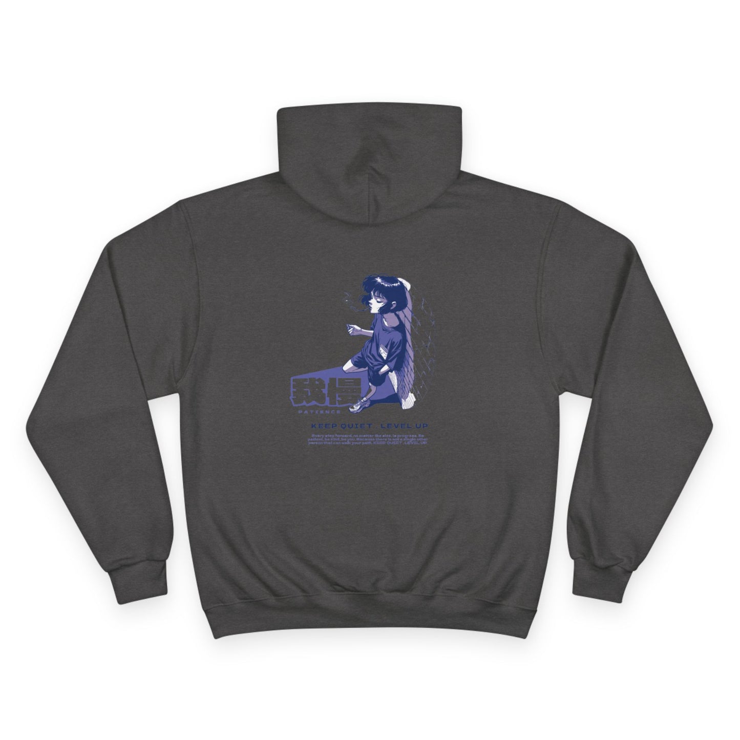 AniGame X Champion “PATIENCE” Hoodie | Level Up Style, Cozy Streetwear, Perfect Gift for Friends, Relaxed Aesthetic, Casual Wear
