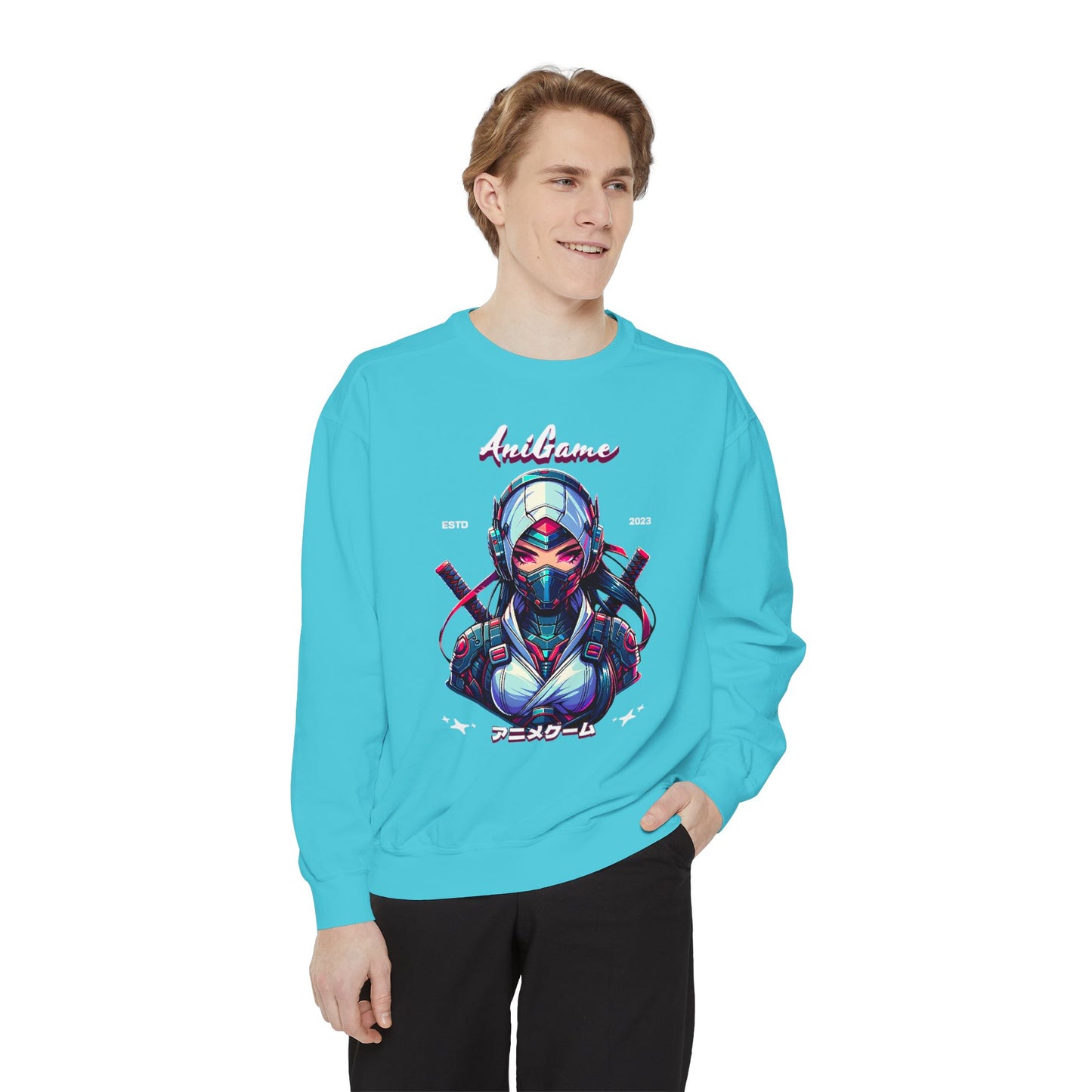 AniGame “Future Kunoichi” Unisex Garment-Dyed Sweatshirt
