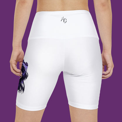 AniGame "Curious Purple" Women's Workout Shorts | Activewear, Gym Shorts, Fitness Apparel, Anime Lovers, Casual Wear, Yoga Shorts