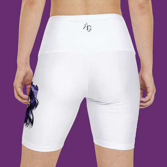 AniGame "Curious Purple" Women's Workout Shorts | Activewear, Gym Shorts, Fitness Apparel, Anime Lovers, Casual Wear, Yoga Shorts