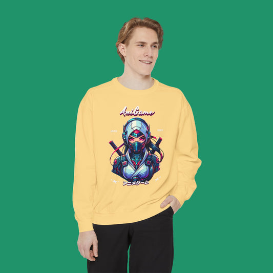 AniGame “Future Kunoichi” Unisex Garment-Dyed Sweatshirt